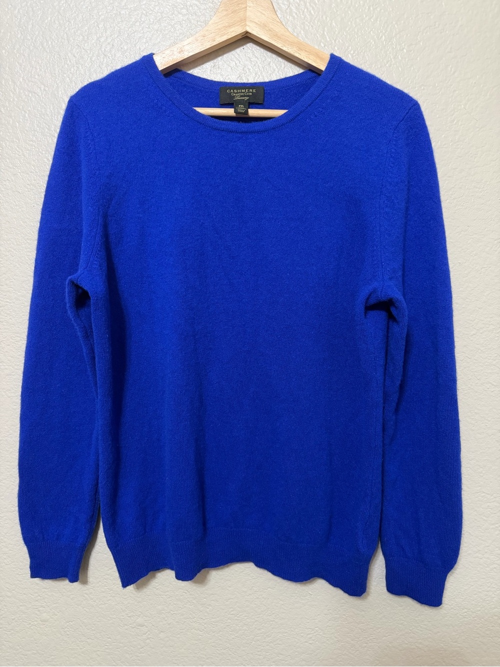 Charter Club Women’s Royal Royal Blue 100% Cashmere Crewneck Sweater Petite XL
